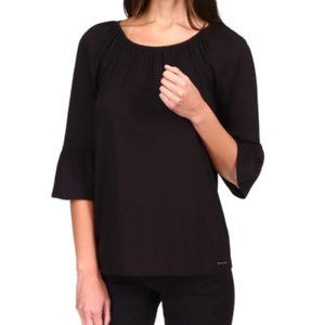 NWT Michael Kors 3/4 Flared Sleeve Top Black $48
